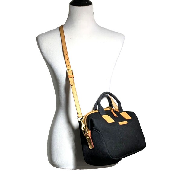 Dooney & Bourke Black Signature Canvas Leather Trim Satchel Bag detachable Strap - Picture 16 of 16